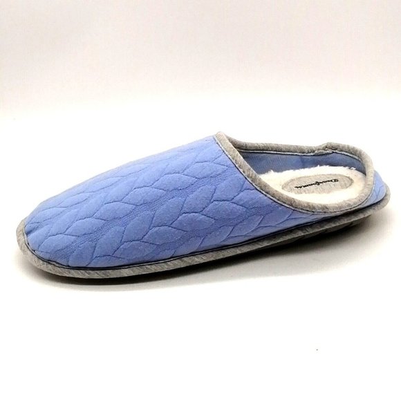 Dearfoams Womens Slide Slipper Blue Quilted Cushioned Round‎ Toe Sz XL 11-12 - Picture 1 of 9